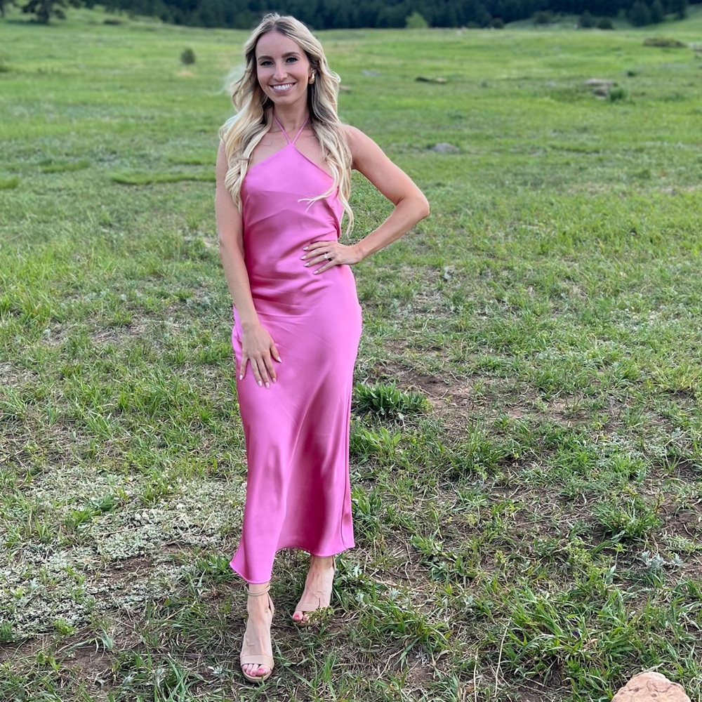 Dynamite Halter Satin Dress